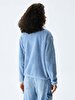 Plush Zipper Closing Blue Cardigan
