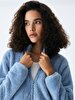 Plush Zipper Closing Blue Cardigan