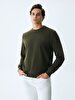 Crew Neck Long Sleeve Green Sweatshirt