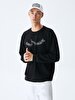 Logo Printed Crew Neck Black Sweatshirt