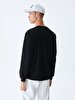 Logo Printed Crew Neck Black Sweatshirt