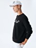 Logo Printed Crew Neck Black Sweatshirt