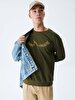 Logo Printed Crew Neck Green Sweatshirt