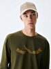 Logo Printed Crew Neck Green Sweatshirt