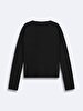V-neck Long Sleeve Basic Knitwear Black Pullover