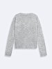V-neck Long Sleeve Basic Knitwear Grey Pullover
