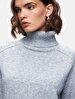 Basic Turtle Neck Long Sleeve Knitwear Grey Pullover