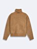 Oversized Turtle Neck Long Sleeve Knitwear Camel Pullover