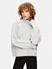 Oversized Turtle Neck Long Sleeve Knitwear Grey Pullover