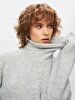 Oversized Turtle Neck Long Sleeve Knitwear Grey Pullover