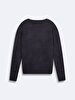 Soft Textured Long Sleeve Basic Knitwear Navy Pullover