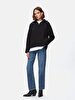 Zipper Collar Long Sleeve Knitwear Black Pullover