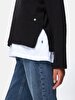 Zipper Collar Long Sleeve Knitwear Black Pullover