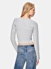 Basic V-neck Long Sleeve Knitwear Grey Pullover