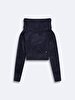 Soft Textured Off-shoulder Knitwear Navy Pullover