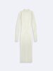 Ribbed Straight Collar Long Sleeve Knitwear Midi Blue Dress