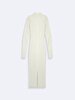 Ribbed Straight Collar Long Sleeve Knitwear Midi Blue Dress