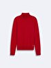 Straight Collar Long Sleeve Basic Knitwear Red Pullover