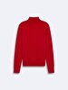 Straight Collar Long Sleeve Basic Knitwear Red Pullover
