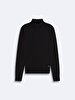 Straight Collar Long Sleeve Basic Knitwear Black Pullover