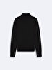 Straight Collar Long Sleeve Basic Knitwear Black Pullover