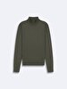 Straight Collar Long Sleeve Basic Knitwear Green Pullover