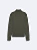 Straight Collar Long Sleeve Basic Knitwear Green Pullover