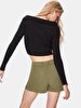 Ribbed Off-shoulder Zipper Closing Knitwear Black Cardigan