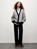 V-neck Buttoned Oversized Knitwear Grey Cardigan