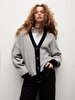 V-neck Buttoned Oversized Knitwear Grey Cardigan