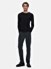 Ribbed Crew Neck Long Sleeve Knitwear Black Pullover