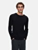 Ribbed Crew Neck Long Sleeve Knitwear Black Pullover