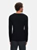 Ribbed Crew Neck Long Sleeve Knitwear Black Pullover