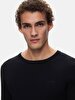 Ribbed Crew Neck Long Sleeve Knitwear Black Pullover