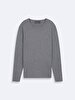 Ribbed Crew Neck Long Sleeve Knitwear Grey Pullover