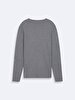 Ribbed Crew Neck Long Sleeve Knitwear Grey Pullover