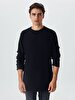 Textured Crew Neck Long Sleeve Knitwear Black Pullover