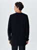 Textured Crew Neck Long Sleeve Knitwear Black Pullover