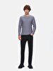 Textured Crew Neck Long Sleeve Knitwear Grey Pullover