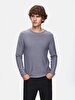 Textured Crew Neck Long Sleeve Knitwear Grey Pullover