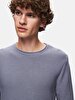 Textured Crew Neck Long Sleeve Knitwear Grey Pullover