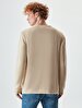 Textured Crew Neck Long Sleeve Knitwear Beige Pullover