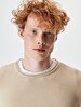 Textured Crew Neck Long Sleeve Knitwear Beige Pullover
