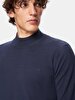 Straight Collar Long Sleeve Knitwear Navy Pullover
