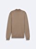 Straight Collar Long Sleeve Knitwear Grey Pullover