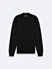Straight Collar Long Sleeve Knitwear Black Pullover
