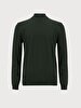 Straight Collar Long Sleeve Knitwear Green Pullover