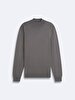 Straight Collar Long Sleeve Knitwear Grey Pullover
