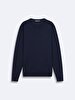 Basic Crew Neck Long Sleeve Knitwear Navy Pullover