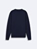 Basic Crew Neck Long Sleeve Knitwear Navy Pullover